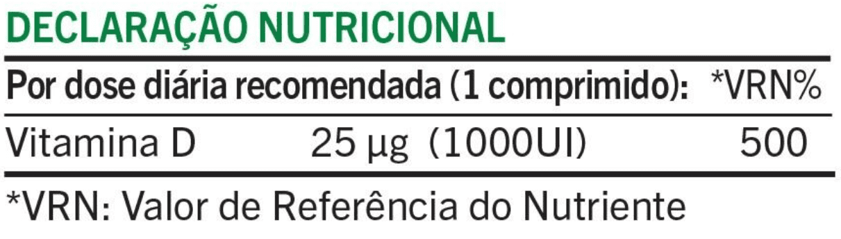 DECLARAÇÃO NUTRICIONAL Vitamina D3