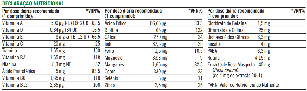 DECLARAÇÃO NUTRICIONAL Beauty Complex com Biotina