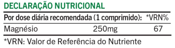 DECLARAÇÃO NUTRICIONAL Magnésio