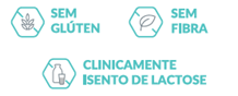 Clinicamente isento de lactose, sem glúten e com fibra.