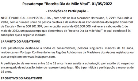 Regulamento Passatempo - Receita Dia da Mãe Vital